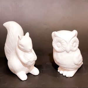Glass white squirrel and owl color white